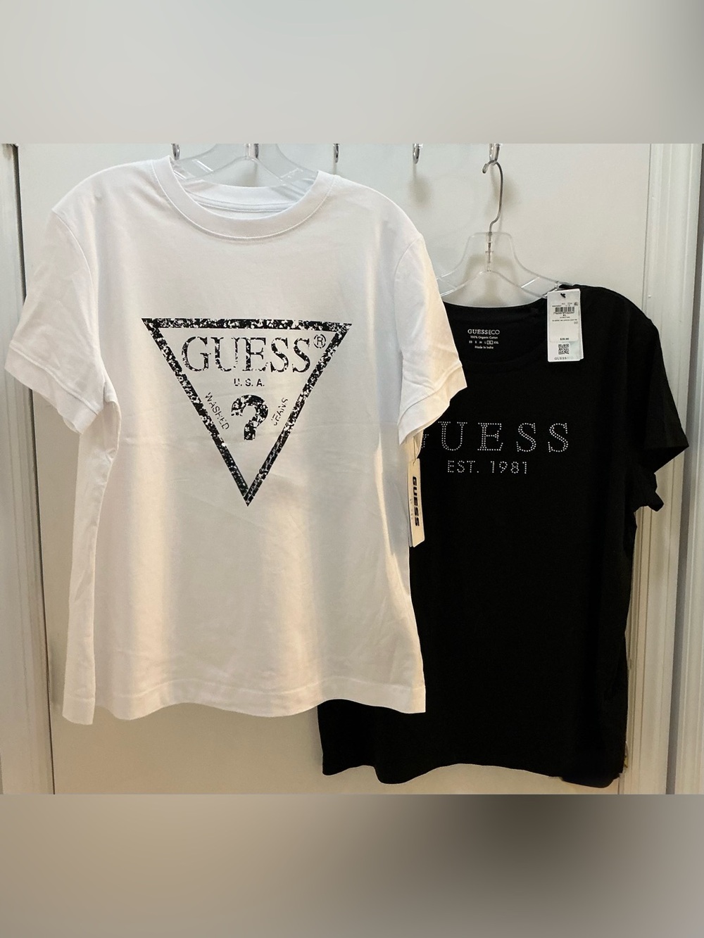 GUESS NWT Logo Tees - 2 White & Black Graphic Tees